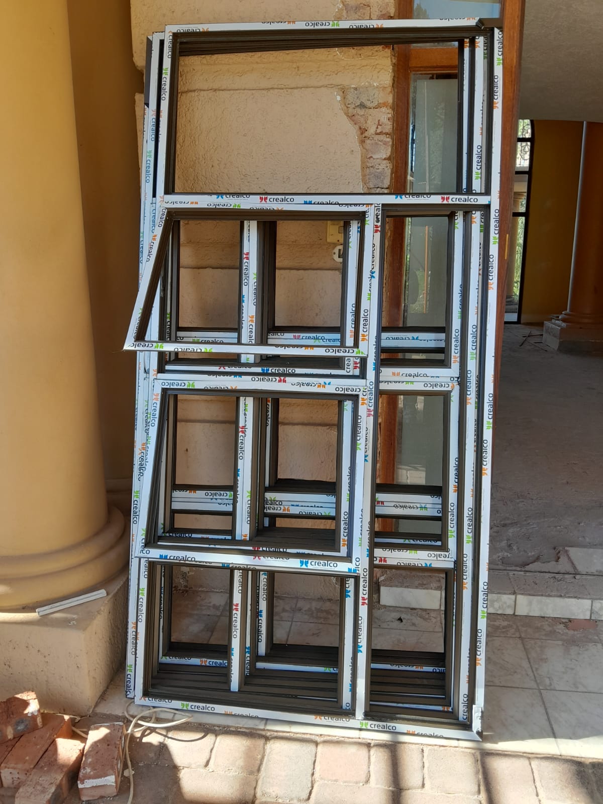 Crealco aluminium window frames ready for install